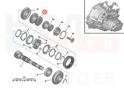 3/4 käigu hammasratas OEM Citroen/Peugeot  MB6 kast (3k. 40h./4k. 39h.(31X40-40X39)) - PSA  9812023080 - OE - 100% Genuine Part