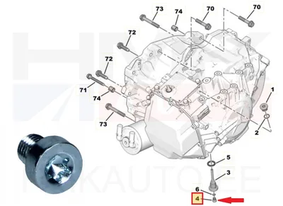 Õlikork käigukastile alumine OEM Citroen/Peugeot AM6 automaatkastile - PSA  220848 - OE - 100% Genuine Part