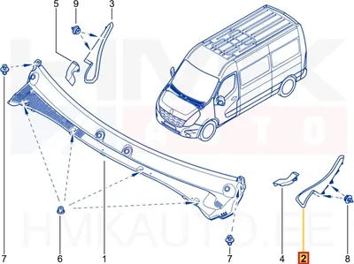 Esiklaasi aluse õhuresti ots vasak OEM Renault Master 2019- - REN  668119349R - OE - 100% Genuine Part