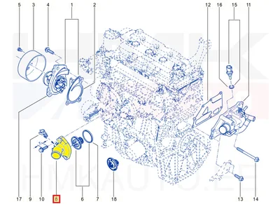 Termostaadi korpus OEM Renault/Dacia 1,6SCe - REN  110611214R - OE - 100% Genuine Part