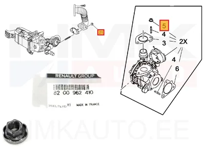 EGR-toru/turbo kinnitusmutter OEM Renault M8x1,25 - REN  8200962410 - OE - 100% Genuine Part