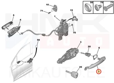 Ukselink esiuksele, välimine vasak OEM Citroen C4,C-Elysee,DS4/Peugeot 301 (värvitav,lukuavaga) - PSA  9101LV - OE - 100% Genuine Part