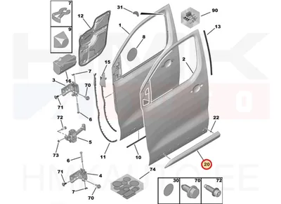 Esiukse liist vasak OEM Jumpy/Expert/Proace 2016- (värvitav) - PSA  980874751T - OE - 100% Genuine Part