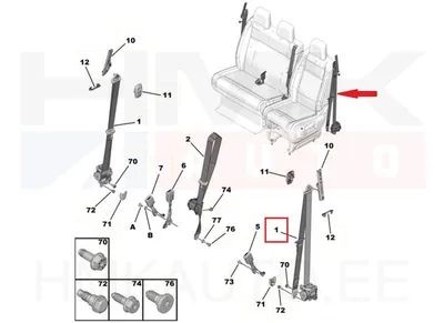 Turvavöö eesmine vasak OEM Citroen Jumpy/Peugeot Expert 2016- - PSA  98083794XX - OE - 100% Genuine Part