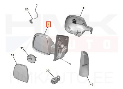 Küljepeegel vasak elektriline OEM Citroen Jumpy/Peugeot Expert 2016- (soojendus) - PSA  98155884XT - OE - 100% Genuine Part