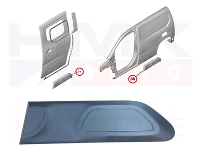 Külgpaneeli/liugukse liist vasak OEM Citroen Berlingo 2018- "Airbump" - PSA  98184661XT - OE - 100% Genuine Part