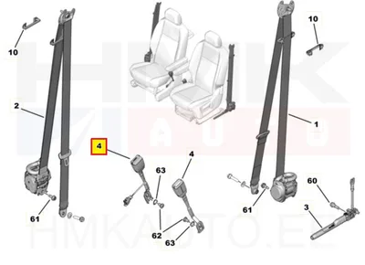 Turvavöö vastus eesmine (V=P) (pikk) OEM Citroen Berlingo /Peugeot Rifter 2018- - PSA  9816315480 - OE - 100% Genuine Part