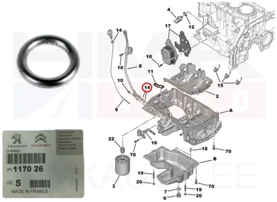 Õlivarda toru tihend OEM Citroen/Peugeot/Fiat  9,7x2,58 - PSA  117026 - OE - 100% Genuine Part
