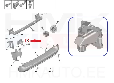 Tagastange kinnitus parem OEM  Citroen Berlingo/Peugeot Partner 2018-  (tagaluugiga) - PSA  9816808080 - OE - 100% Genuine Part