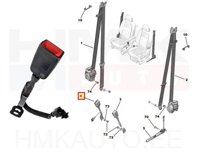 Turvavöö vastus eesmine (V=P) (lühike) OEM Citroen Berlingo /Peugeot Rifter 2018- - PSA  9816319580 - OE - 100% Genuine Part