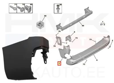 Tagastange nurk vasak OEM Citroen Berlingo/Peugeot Partner 2018-  (pikk , 2 ust) - PSA  9816770580 - OE - 100% Genuine Part