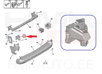 Tagastange kinnitus vasak OEM Citroen Berlingo/Peugeot Partner 2018-  (tagaluugiga) - PSA  9816808180 - OE - 100% Genuine Part