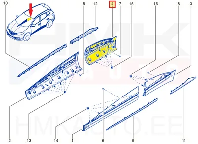 Tagaukse liist parem OEM Renault Kadjar 2015- - REN  828764852R - OE - 100% Genuine Part