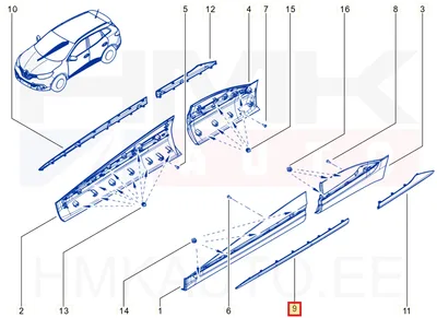 Esiukse kroomliist vasak OEM Renault Kadjar 2015- - REN  808D14128R - OE - 100% Genuine Part