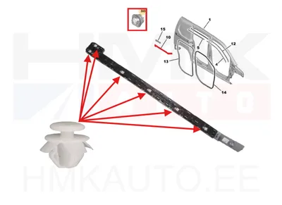 Liistu/polstri tüübel (tagatiiva) OEM Citroen Berlingo/Peugeot Rifter 2018- (1tk.) - PSA  1686581180 - OE - 100% Genuine Part