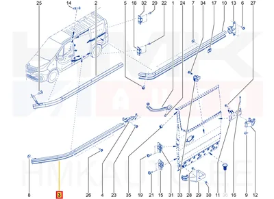 Liugukse juhtsiin vasak alumine OEM Renault Trafic II,III / Opel Vivaro I,II / Nissan Primastar,NV300 - REN  7700311977 - OE - 100% Genuine Part