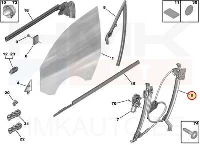 Klaasitõstuk eesmine parem (elektriline, ilma mootorita) OEM Peugeot 508 2018- - PSA  9830160080 - OE - 100% Genuine Part