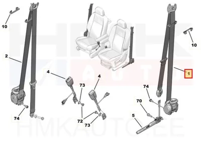 Turvavöö eesmine vasak OEM Citroen Berlingo/Peugeot Rifter 2018- - PSA  98172275XX - OE - 100% Genuine Part