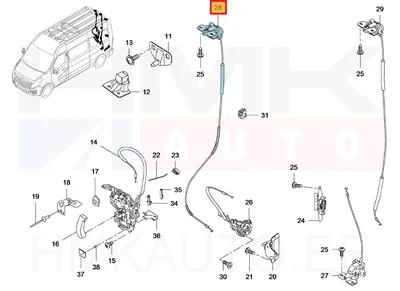 Ukselukusti tagauksele, ülemine parem(koos vastusega) OEM Renault Master 2010-  H2,H3 - REN  905925134R - OE - 100% Genuine Part