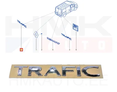 Embleem tagauksele "Trafic" OEM Renault Trafic III 2014- - REN  908900184R - OE - 100% Genuine Part