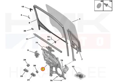 Klaasitõstuk eesmine vasak (elektriline, koos mootoriga) OEM Partner/Berlingo 2018- - PSA  9840175680 - OE - 100% Genuine Part