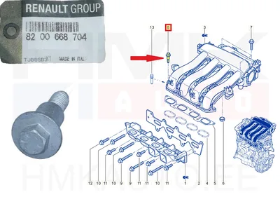 Sisselaskekollektori kinnituspolt OEM Renault/Dacia - REN  8200668704 - OE - 100% Genuine Part