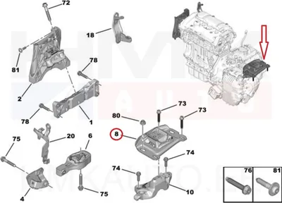 Mootoripadi vasak OEM Citroen C5 Aircross/Peugeot 308,3008,408,508,5008 - PSA  9813699680 - OE - 100% Genuine Part