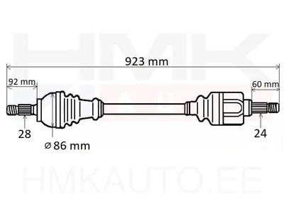 Veovõll komplektne parem Berlingo / Partner,Rifter,308 18- (BE4 k.kast) - T6241