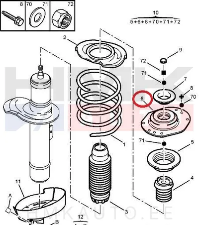 Amortisaatori padi eesmine Partner/Berlingo/Xsara/ZX (ilma roolivõimendita) - PSA  503876J - OEM (no box)