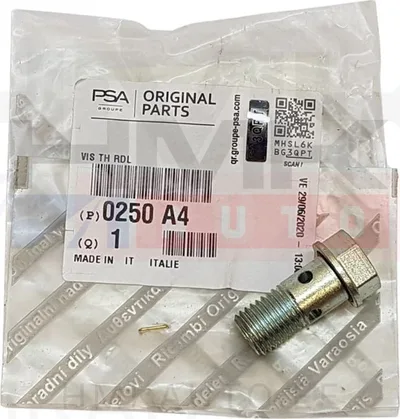 Kütusetoru banjo polt tihendiga OEM Jumper/Boxer/Ducato 3,0HDi 2006-  M12x1,5 - L25 - PSA  0250A4 - OE - 100% Genuine Part
