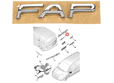 Embleem tagauksele "FAP" OEM Berlingo/Partner 2010- - PSA  866644 - OE - 100% Genuine Part