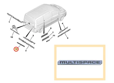 Embleem tagaluugile "MULTISPACE" OEM Citroen Jumpy 2012- - PSA  1440231780 - OE - 100% Genuine Part