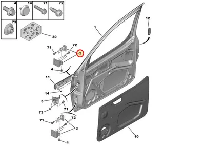 Esiukse hing ülemine vasak OEM Berlingo/Partner 2002-08 - PSA  9035L0 - OE - 100% Genuine Part