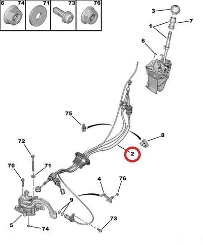 Käiguhoovastiku trosside komplekt Citroen Jumpy/Peugeot Expert 07-  ML6C - PSA  2444GPJ - OEM (no box)