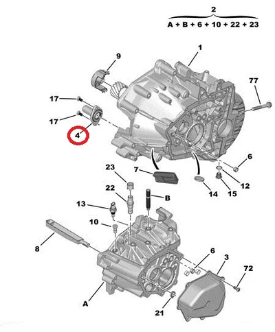 Siduri survelaagri juhik tihendiga OEM Citroen/Peugeot - PSA  210551 - OE - 100% Genuine Part
