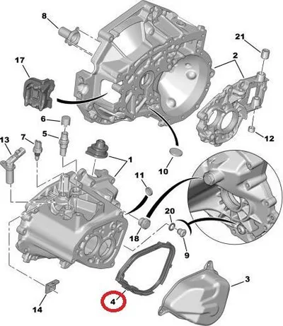 Käigukasti otsakaane tihend OEM Citroen/Peugeot MA k.kast - PSA  221126 - OE - 100% Genuine Part