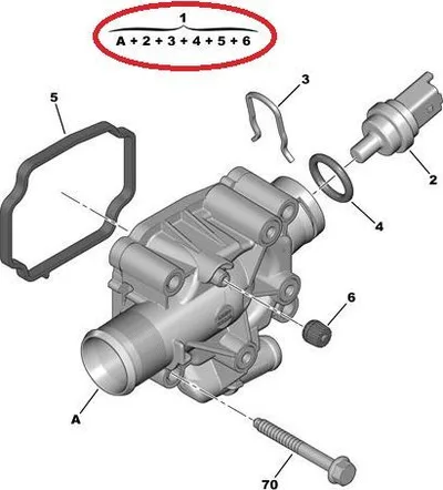 Termostaat korpusega OEM Citroen/Peugeot 1,4/1,6 04- - PSA  1336Z0 - OE - 100% Genuine Part