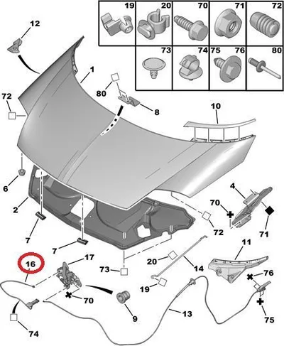 Kapoti tuuleluku tross koos hoovaga OEM Citroen C5/C6/C8, Peugeot 407/807 - PSA  7937J1 - OE - 100% Genuine Part