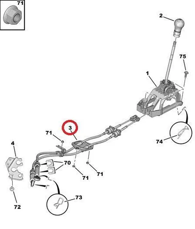 Käiguhoovastiku trosside komplekt Citroen C1/Peugeot 107 - PSA  2444ATJ - OEM (no box)