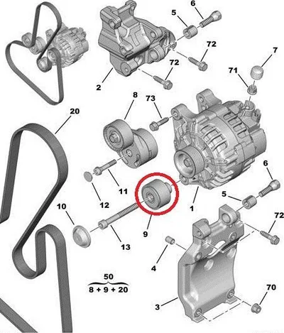 Mitmikkiilrihma juhtrull OEM Peugeot/Citroen 1,4-1,6HDI - PSA  575187 - OE - 100% Genuine Part