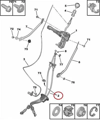 Käiguhoovastiku trosside komplekt OEM Citroen Jumpy/Peugeot Expert -2007 - PSA  2444AR - OE - 100% Genuine Part