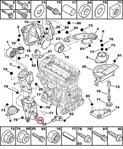 Mootori kinnituskronstein parem OEM Citroen/Peugeot EW10, EW7 - PSA  184699 - OE - 100% Genuine Part